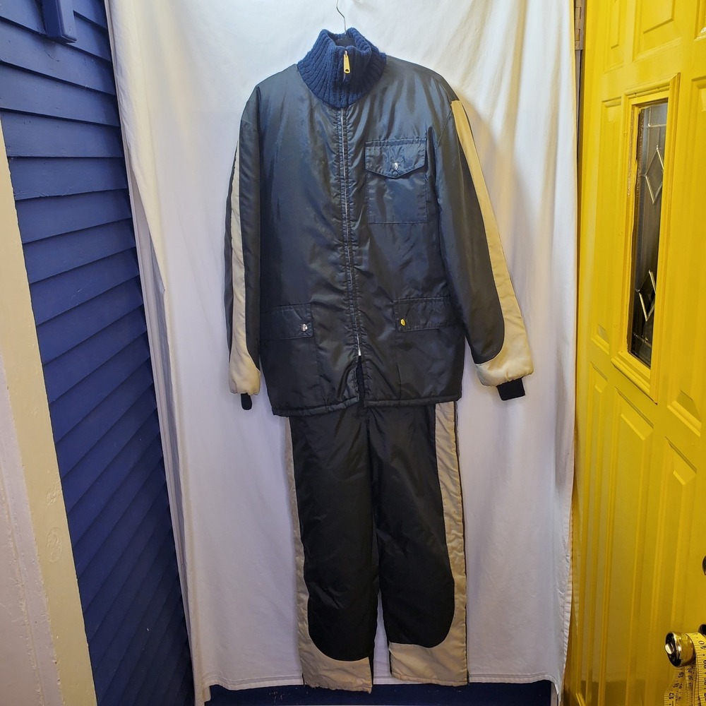 Vintage 70's 2 Piece Mens Snow Suit L Jacket And Overalls